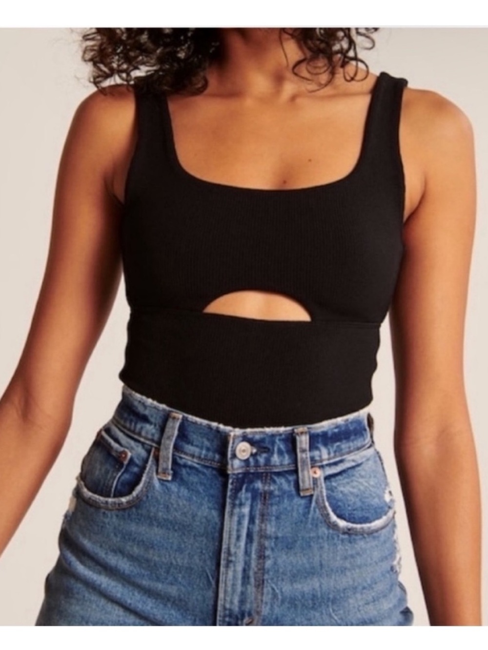 Abercrombie & Fitch Mushroom Cut Out Scoop Tank Top Bodysuit